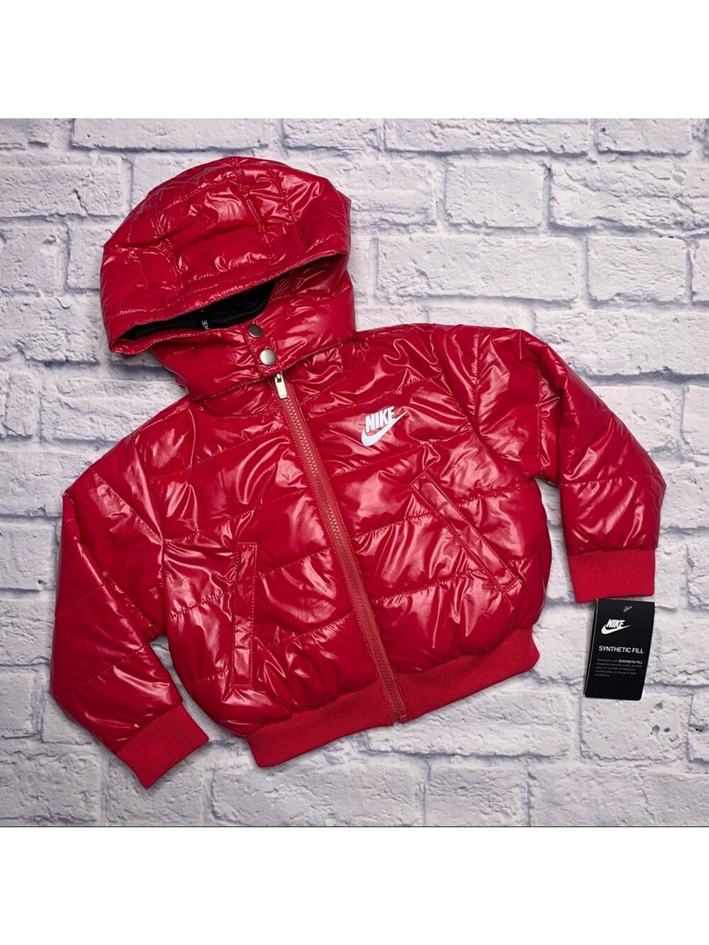 Nike Quilted Puffer Hooded Jacket in Rush Pink